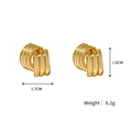 18K gold plated ribbed geometric stud earrings with 1.7x1.8cm size and 6.2g weight - Multi-Layer Pleated Textured Style (Style E)