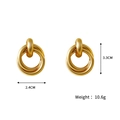 Minimalist matte 18K gold plated geometric link earrings with 3.3CM height - Nested Round Buckle Style (Style F)