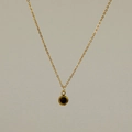 Minimalistische 18k Gold Edelstahlkette mit rundem lila Zirkon Geburtsstein Anhänger - 18K-Gold / Mai Smaragd Grün