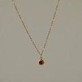 Halskette aus 18 Karat vergoldetem Edelstahl mit rundem rotem Zirkonia-Anhänger - 18K-Gold / Juli Rubin Rot