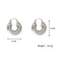 Gepolijste zilveren holle oorringen voor dames met afmeting 3,1 cm bij 3,6 cm - Dikke Creoolse Stijl (EH12933-E)