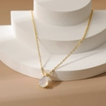 Elegant 18k gold pear-shaped opal necklace with adjustable delicate cross chain link - October Opal