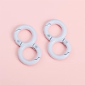 Close-up of two white 8-shaped alloy keychain carabiners with dual spring snap gates - White / 18x32mm