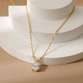 18k gold pear shaped zircon necklace with transparent droplet pendant for women - April White Topaz