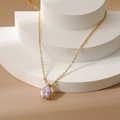 Elegant 18k gold plated necklace featuring a pear-cut purple zircon pendant for women - June Alexandrite Purple