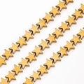 Macro shot of gold-plated star beads with glossy metallic finish for DIY jewelry crafts - 4mm (Approx. 120 Pieces/Pack) / Electroplated Gold