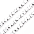 Macro detail of star-shaped silver metallic beads for DIY jewelry and necklaces - 4mm (Approx. 120 Pieces/Pack) / White K Plated