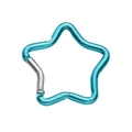 Moschettone in alluminio a forma di stella con finitura ciano lucido e clip a molla - Forma a Stella / 1 Pezzo (49x48mm) / Blu