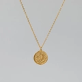 Gouden ketting met bloemenreliëf hanger en fonkelende witte kristallen steentjes - May-Lily of the Valley / Goud