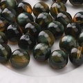 10mm dark green tiger eye resin beads with cat eye effect for DIY jewelry making - 10mm Diameter (Approx 1.5mm Hole) 10 Pcs/Pack / Dark Green
