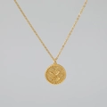 Elegante gouden halsketting met hanger met bladreliëf en fonkelende witte kristallen - Goud