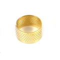 Adjustable golden metal sewing thimble with anti-slip dimples and open side design - Gold Copper Thimble