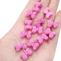 Set di 10 perline a fiocco rosa in acrilico con fori orizzontali per gioielli fai da te - Rosa Rosso