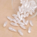 Irregular baroque teardrop faux pearl beads in glossy white for DIY jewelry making - Horizontal Fang Style (#15)