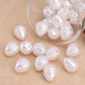 Creamy white acorn-shaped baroque pearl beads with grooved texture for DIY jewelry making - Threaded Water Drop Style (#16)