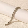 Silver stainless steel tennis bracelet with sparkling round cubic zirconia stones - Silver White Zirconia
