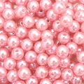 Pink round ABS faux pearl beads with through holes for DIY jewelry making and crafts - Korean Pink