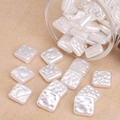 Square pearlescent cream white ABS resin beads with hammered texture for DIY jewelry - Square Style (#20)