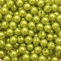 Vibrant lime green ABS imitation pearl round beads with hole for DIY jewelry making - Light Green