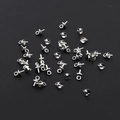 Polished silver-colored copper eye pins with bail caps for DIY jewelry and bead crafts - 3x6.5mm (50 Pieces/Pack) / White Gold
