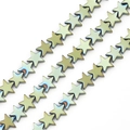 Pentagramm-Sternperlen mit schillerndem Aurora-Metallfinish für Schmuckherstellung - Hellgrün