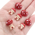 DIY handmade red mushroom beads and cartoon figure pendant held in palm for jewelry - 1 Set/Pack (Cap 14mm / Doll 11x13mm) / Red