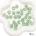 Light green 12mm square faux jade stone charm with a gold-colored metal loop connector - Flat Square Shape / 12mm (5 Pieces) / Light Green