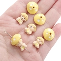 Cute yellow polka dot mushroom doll beads for DIY jewelry and handmade accessories - 1 Set/Pack (Cap 14mm / Doll 11x13mm) / Yellow