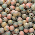 Perles en résine colorées avec texture marbrée peinture à l'huile pour bijoux DIY - Jaune et Orange / 8mm Diamètre (20 Pièces/Paquet)