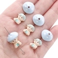 DIY light blue polka dot mushroom doll charm in cute resin doll style for jewelry making - 1 Set/Pack (Cap 14mm / Doll 11x13mm) / Blue