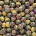 Perles rondes en résine colorée avec texture peinture à l'huile pour bijoux faits main - Jaune et Violet / 8mm Diamètre (20 Pièces/Paquet)