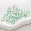 Cuentas de vidrio verde claro facetadas con revestimiento aurora para hacer joyas - 20 Piezas/Paquete / Verde