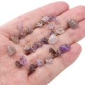 Pendentifs en améthyste naturelle de forme irrégulière avec anneaux dorés pour bijoux - Environ 5-10mm (5 pièces/paquet) / Améthyste