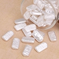 Irregular rectangular ABS baroque pearl beads in pearly white for DIY jewelry making - Rectangle Style (#37) / 17×9mm (10 Pieces/Pack) / Artificial Pearl White