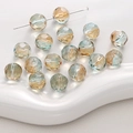 Cuentas de vidrio facetado para joyería DIY con degradado cian claro y oro champán - 20 Piezas/Paquete / Ámbar Claro
