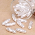 Irregular white elongated baroque faux pearls with horizontal texture for DIY jewelry - Long Bean Style (#39)