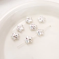Cuentas de acrílico plateadas en forma de estrella con cristales rosa para bisutería - Pentagrama Strass Rosa Y Claro / 12x11mm (Agujero de 1mm, 1 Pieza/Paquete)