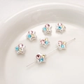 Cuentas de estrella plateadas con pedrería de colores para bisutería artesanal - Pentagrama Strass Redondo Rosa