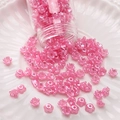 Pink flower-shaped faux pearl loose beads in a glass jar for DIY jewelry making - 6mm (Approx. 230 Pcs/10g Pack) / Deep Pink