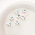 Cuentas de mariposa plateadas con cristales azules y rosas para joyería DIY - Mariposa Strass Cuadrado Azul
