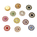 Botones de pedrería con forma de flor de tres capas en varios colores para manualidades DIY - 14mm (10 Unidades/Paquete) / Estilo Girasol de Hierro-Diamantes de Imitación de Colores Mezclados
