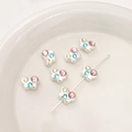 Cuenta de mariposa acrílica para joyas DIY con piedras de cristal rosa azul y amarillo - Mariposa Strass Redondo Rosa