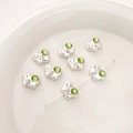 Cuentas de mariposa plateadas con strass verdes y AB para creación de joyas DIY - Mariposa Strass Redondo Verde
