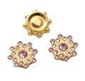 Botones de pedrería de girasol dorados de tres capas con cristales rosas para ropa de bricolaje - 14mm (10 Unidades/Paquete) / Estilo CCB de Plástico-Diamante de Imitación Rosa Claro
