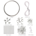 Kit de bricolaje para joyería con hilo de acero, cierres de langosta y anillas abiertas - Kit de Material Básico de Cuentas de Semilla de Acero Inox / Juego de 154 piezas