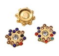 Botón de metal de girasol dorado con pedrería de colores y cristal central - 14mm (10 Unidades/Paquete) / Estilo CCB de Plástico-Diamante de Imitación AB
