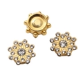 Tres botones florales de strass dorado con cristales brillantes para decoración de ropa - 14mm (10 Unidades/Paquete) / Estilo CCB de Plástico-Diamante de Imitación Blanco