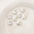 Cuentas de corazón plateado con pedrería de colores para joyería hecha a mano - Corazón Strass Cuadrado Claro