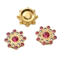 Botón de flor dorado con cristales rosas para accesorios de ropa artesanales - 14mm (10 Unidades/Paquete) / Estilo CCB de Plástico-Diamante de Imitación Rojo Rosa