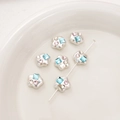 Cuentas de flores de perla acrílica con pedrería de colores para bisutería artesanal DIY - Flor Strass Cuadrado Azul